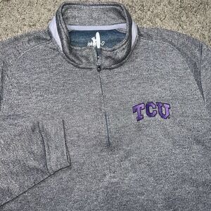 TCU Horned Frogs Pullover Mens L Gray Johnnie O  Performance Quarter Zip